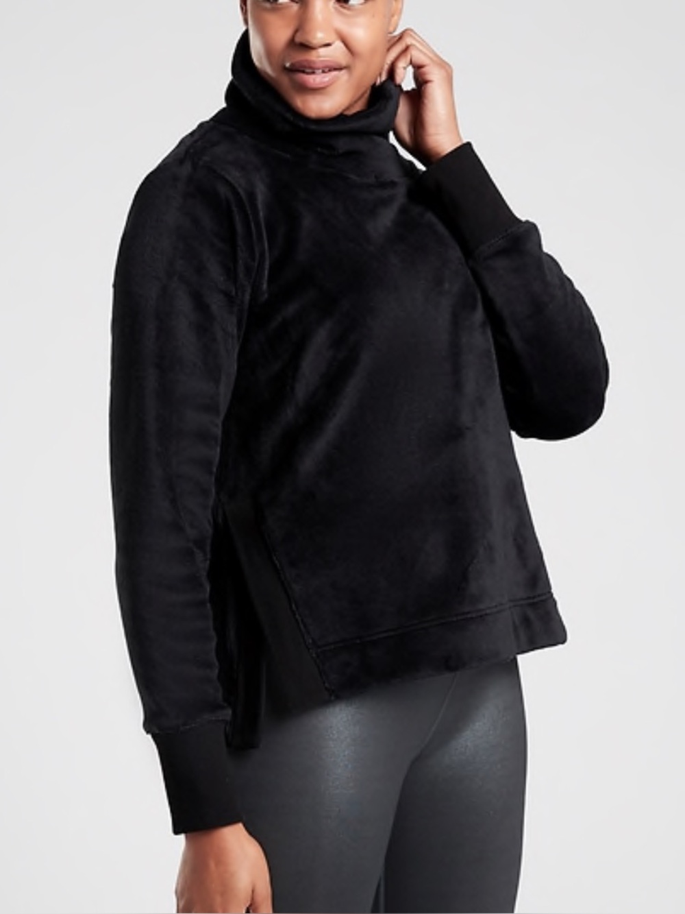 Athleta Velour Turtleneck Sweater Pullover Size ST